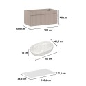 Meuble salle de bain suspendu avec lavabo rose et blanc Lili 100 Catalogue