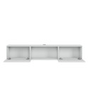 Meuble TV suspendu style minimaliste moderne en bois blanc noir Elano 