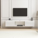 Meuble TV suspendu style minimaliste moderne en bois blanc noir Elano 