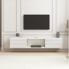 Meuble TV suspendu style minimaliste moderne en bois blanc noir Elano 