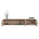 Meuble TV suspendu en bois blanc design moderne 150x32x28cm Leo Dimensions