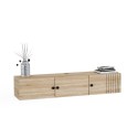 Meuble TV suspendu en bois blanc design moderne 150x32x28cm Leo Catalogue