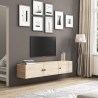 Meuble TV suspendu en bois blanc design moderne 150x32x28cm Leo Offre