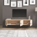 Meuble TV suspendu en bois blanc design moderne 150x32x28cm Leo Achat