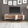 Meuble TV suspendu en bois blanc design moderne 150x32x28cm Leo Achat