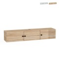 Meuble TV suspendu en bois blanc design moderne 150x32x28cm Leo Promotion