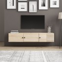 Meuble TV suspendu en bois blanc design moderne 150x32x28cm Leo Prix
