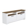 Meuble TV séjour blanc et bois style classique 2 portes Grado Vente