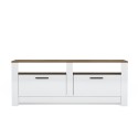 Meuble TV séjour blanc et bois style classique 2 portes Grado Remises