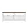 Meuble TV séjour blanc et bois style classique 2 portes Grado Remises