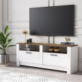 Meuble TV séjour blanc et bois style classique 2 portes Grado Promotion