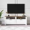 Meuble TV séjour blanc et bois style classique 2 portes Grado Catalogue