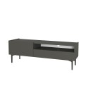 Meuble TV salon minimaliste moderne noir 2 portes 153x35x50cm Leroy Vente