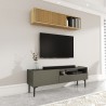 Meuble TV salon minimaliste moderne noir 2 portes 153x35x50cm Leroy Réductions