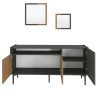 Buffet moderne de salon 150 cm noir avec portes en bois 2 miroirs Fleury Remises
