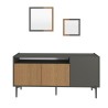 Buffet moderne de salon 150 cm noir avec portes en bois 2 miroirs Fleury Offre