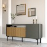 Buffet moderne de salon 150 cm noir avec portes en bois 2 miroirs Fleury Réductions