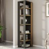 Bibliothèque de bureau d'angle moderne en bois strié noir 5 étagères Rezay Remises