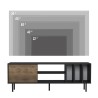 Meuble TV salon moderne 160 cm porte étagères blanc noir Kostan 