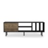 Meuble TV salon moderne 160 cm porte étagères blanc noir Kostan Choix