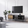 Meuble TV salon moderne 160 cm porte étagères blanc noir Kostan Caractéristiques