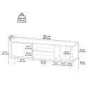 Meuble TV salon moderne 160 cm porte étagères blanc noir Kostan 
