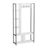 Porte-manteau meuble d'entrée sur pied blanc et métal James Vente