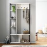 Porte-manteau meuble d'entrée sur pied blanc et métal James Remises