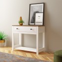 Meuble console d'entrée blanc noir style classique avec tiroir Corlay Offre