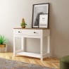 Meuble console d'entrée blanc noir style classique avec tiroir Corlay Offre