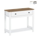 Meuble console d'entrée blanc noir style classique avec tiroir Corlay Promotion