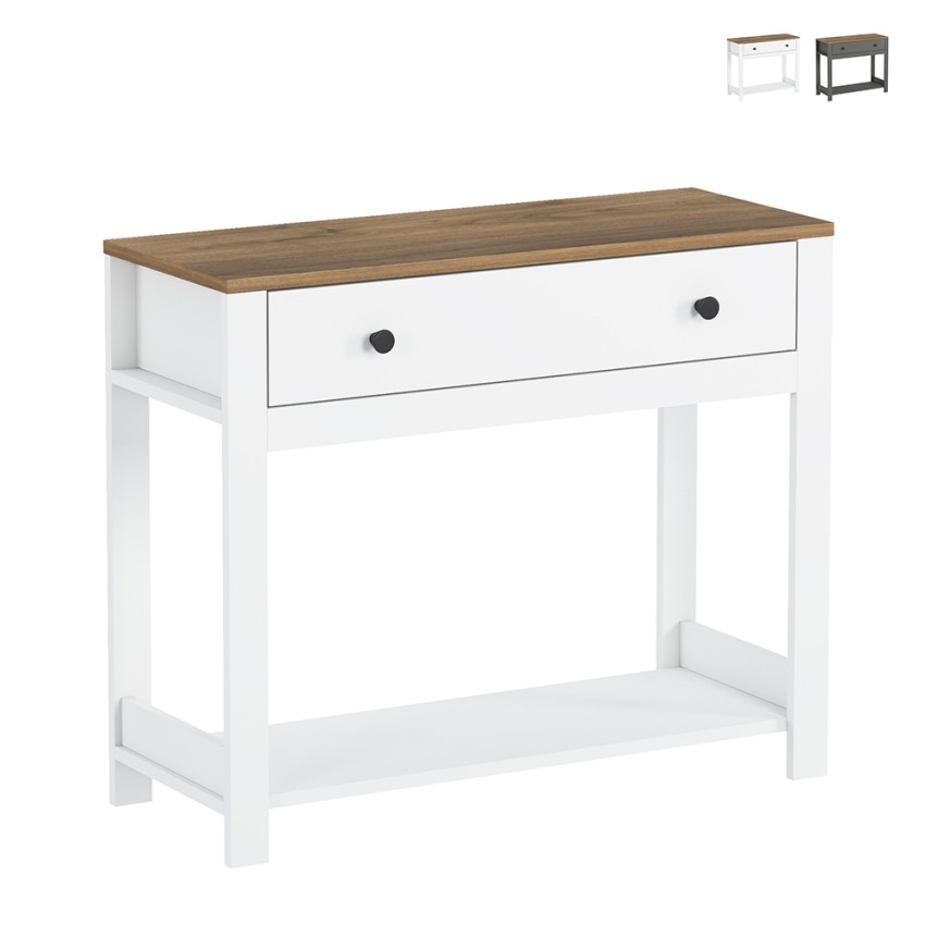 Meuble console d'entrée blanc noir style classique avec tiroir Corlay Promotion Meuble console d'entrée blanc noir style classique avec tiroir Corlay Promotion