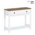 Meuble console d'entrée blanc noir style classique avec tiroir Corlay Promotion