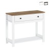 Meuble console d'entrée blanc noir style classique avec tiroir Corlay Promotion