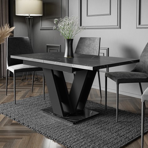 Masiv Royal Table extensible 120-160x80 moderne noir effet marbre Promotion