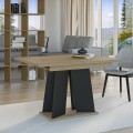 Table extensible de salon moderne 120-160x90 en bois chêne noir Mufo Promotion