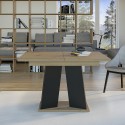 Table extensible de salon moderne 120-160x90 en bois chêne noir Mufo Vente