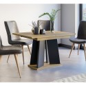 Table extensible de salon moderne 120-160x90 en bois chêne noir Mufo Choix