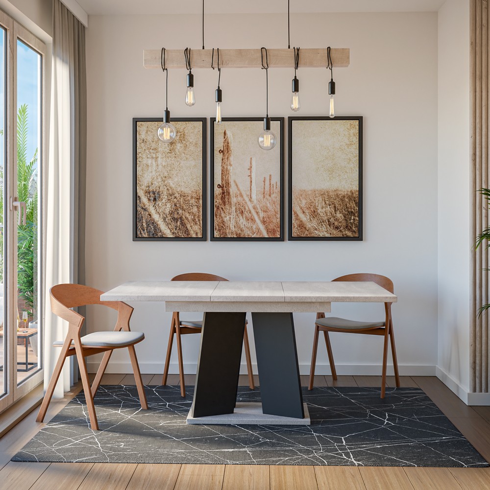 Table salle à manger extensible design moderne 120-160x90cm Mufo K350