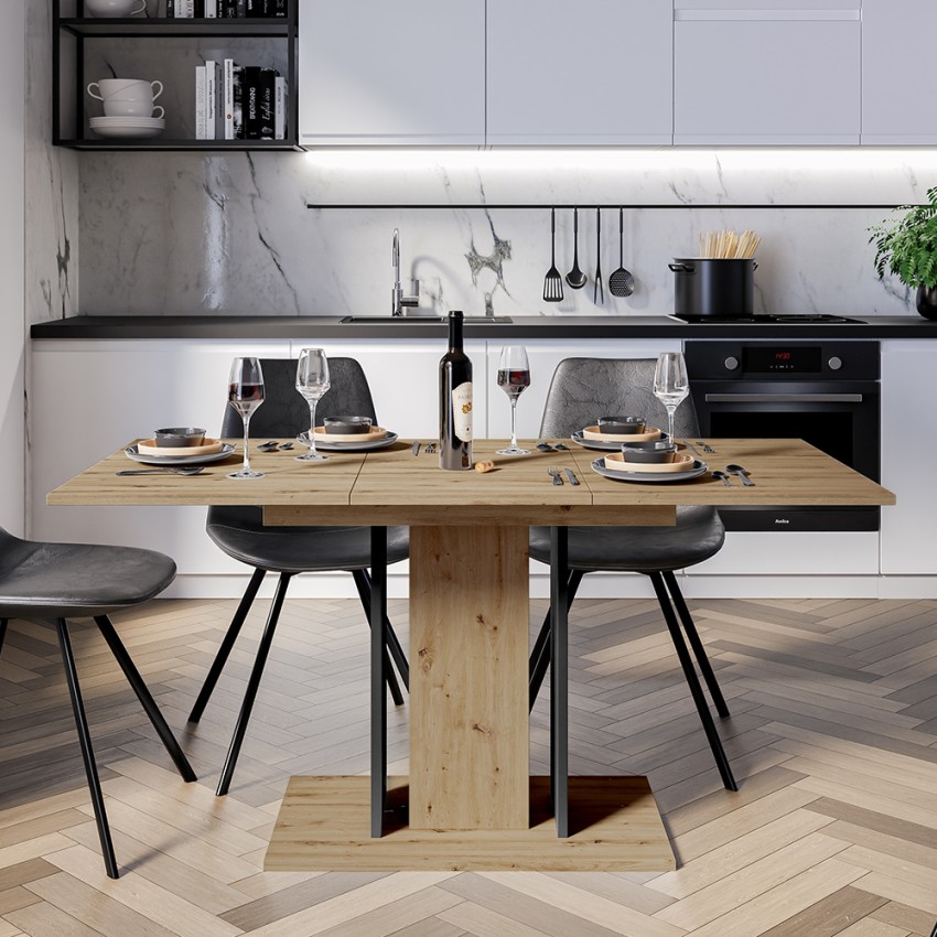 Table à manger extensible 100-140x60cm chêne noir Wood Mini Promotion Table à manger extensible 100-140x60cm chêne noir Wood Mini Promotion