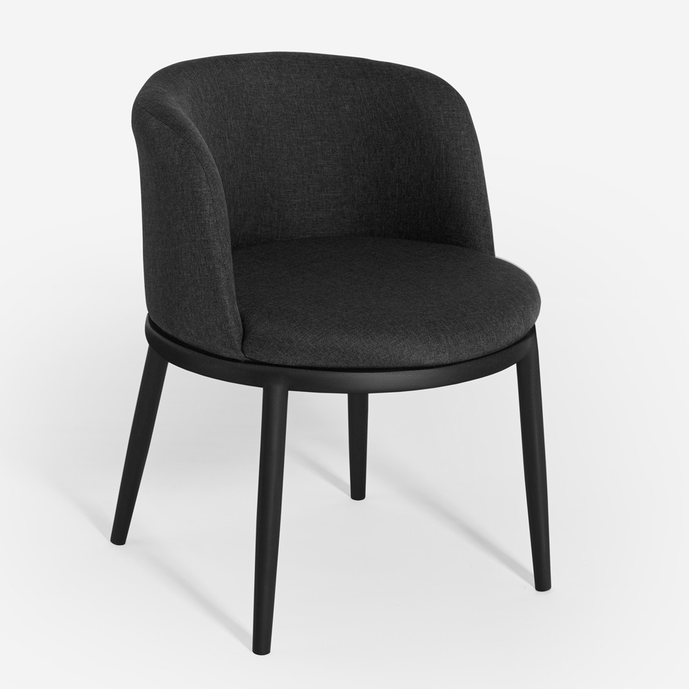 Chaise fauteuil séjour salon cuisine moderne tissu noir Raund