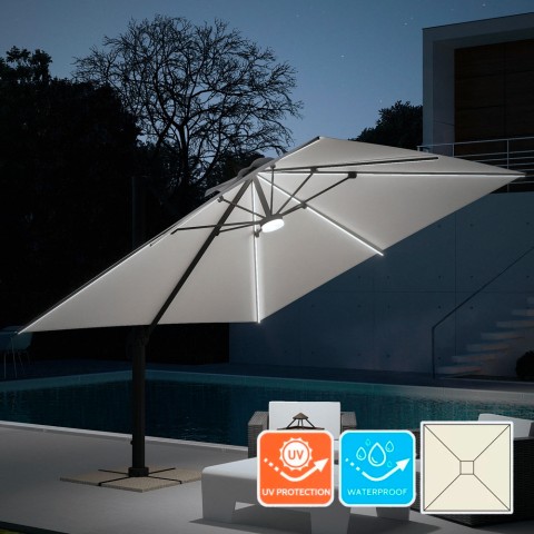 Parasol de jardin déporté carré 3m² à LED bars anti UV Paradise Promotion