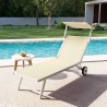 Bain de soleil avec roues transat aluminium jardin piscine Alabama Modèle