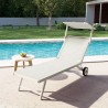 2 Bains de soleil avec roues transats piscine jardin aluminium Alabama Catalogue