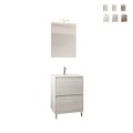 Meuble salle de bain peu encombrant lavabo 60cm miroir LED Lisbonne 60 Promotion