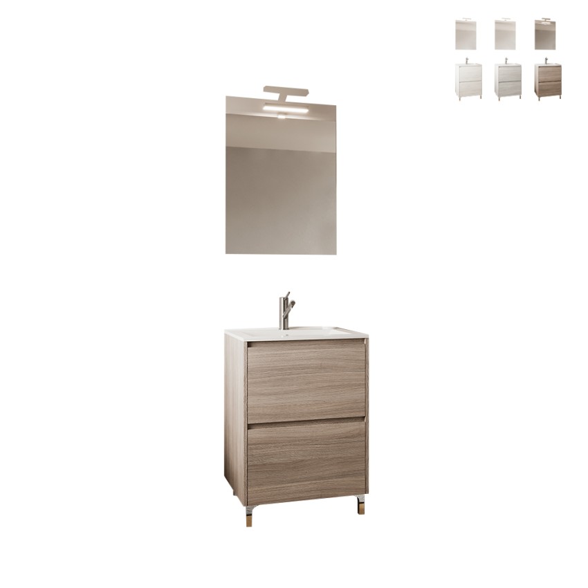 Meuble salle de bain peu encombrant lavabo 60cm miroir LED Lisbonne 60 Vente
