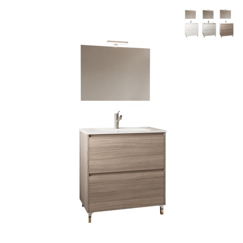 Meuble de salle de bain moderne lavabo 80cm miroir Lisbonne 80 Promotion