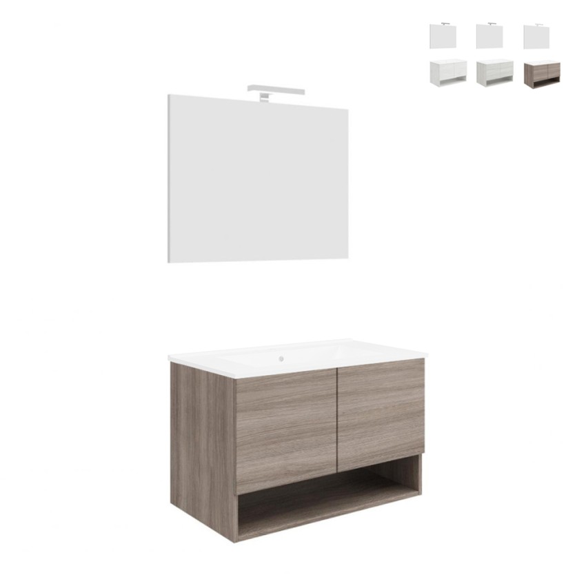 Meuble salle de bain suspendu design lavabo 80cm miroir LED Oslo 80 Vente Meuble salle de bain suspendu design lavabo 80cm miroir LED Oslo 80 Vente