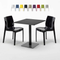 Table carrée noire 70x70 avec 2 chaises colorées Ice Kiwi Réductions