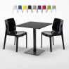 Table carrée noire 70x70 avec 2 chaises colorées Ice Kiwi Réductions